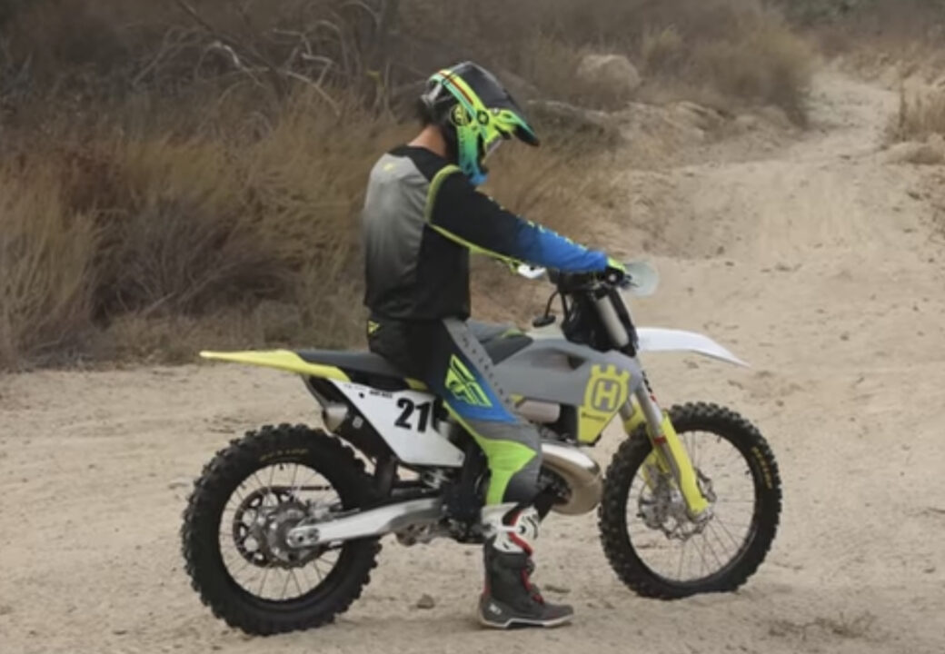 Man on the Husqvarna Dirt Bike